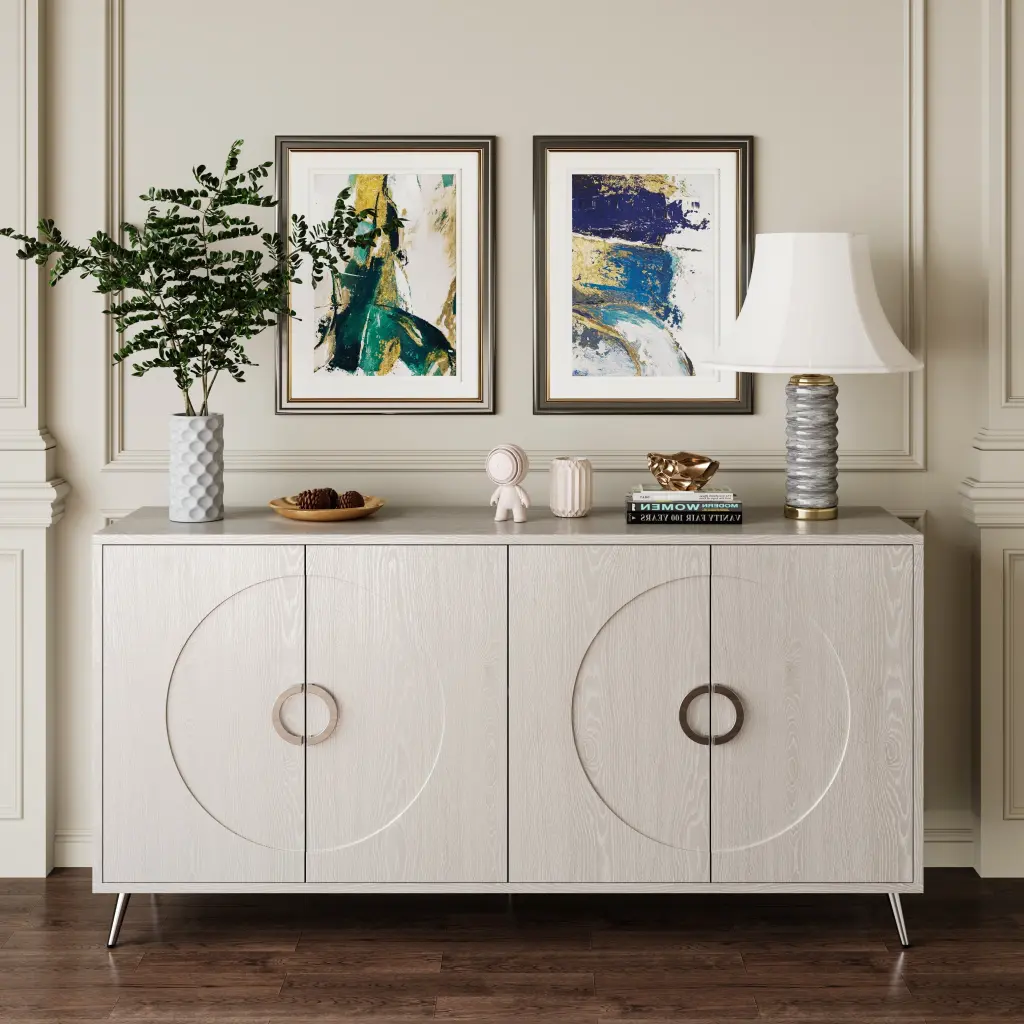 Modern Lacquered 4 Door Timberen Cabinet Sideboard Buffet Server Dining Room fs furniture