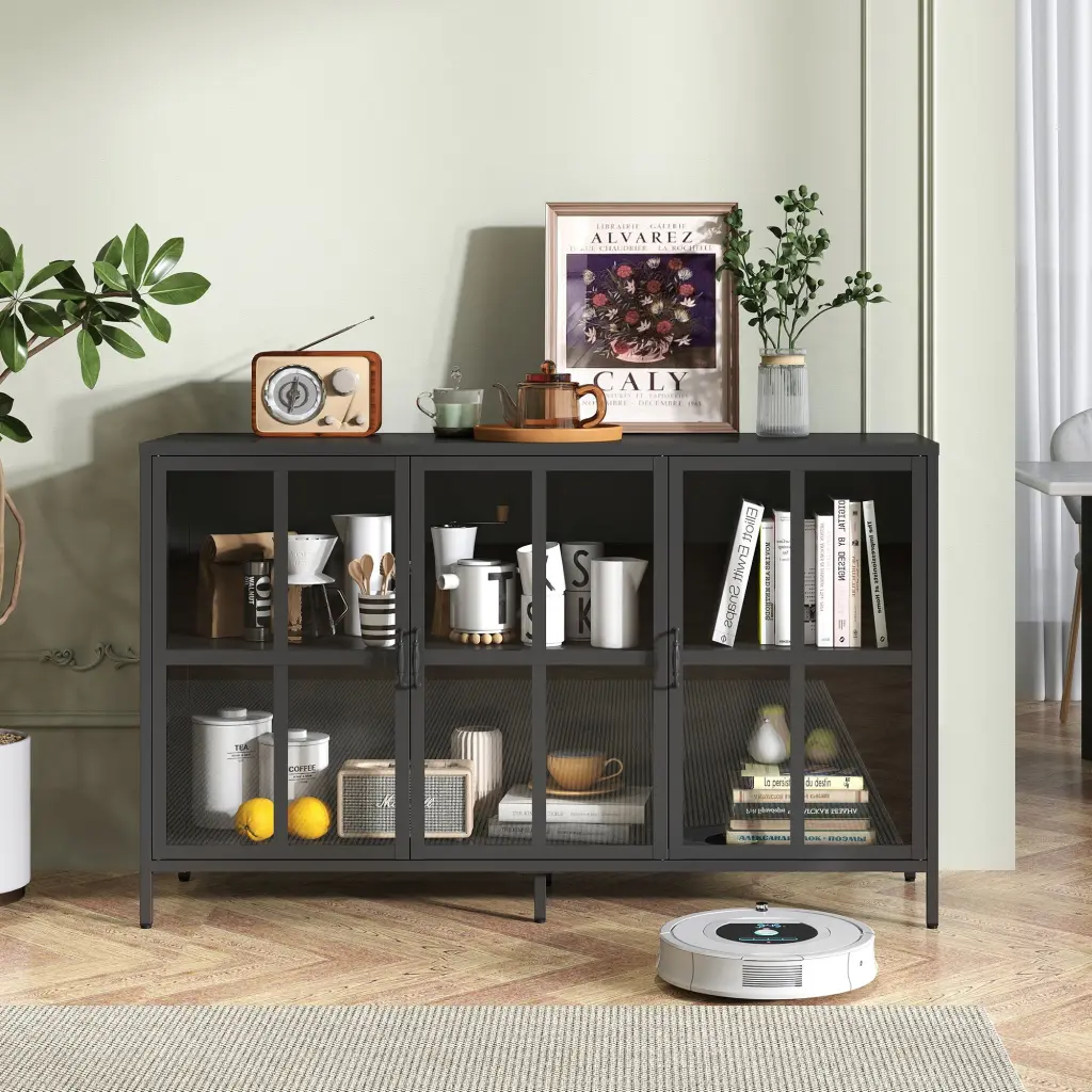 Heavy Duty Metal Sideboard Buffet Cabinet Modern Luxury Storage Dining Room Furniture makeace home furniture