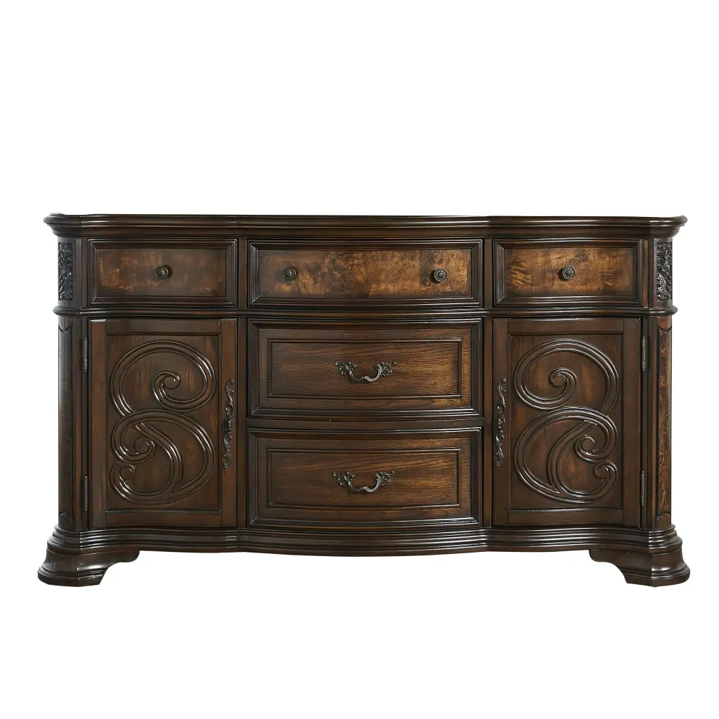 Royale Buffet Dark Brown Timber Sideboard Dining Room Storage Cabinet steve silver furniture