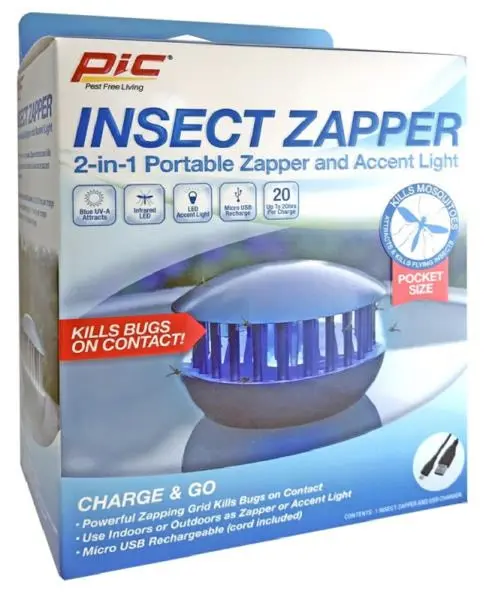 PIC PBZ 2--1 Portable Insect Zapper and LED Accent Light Outdoor Use