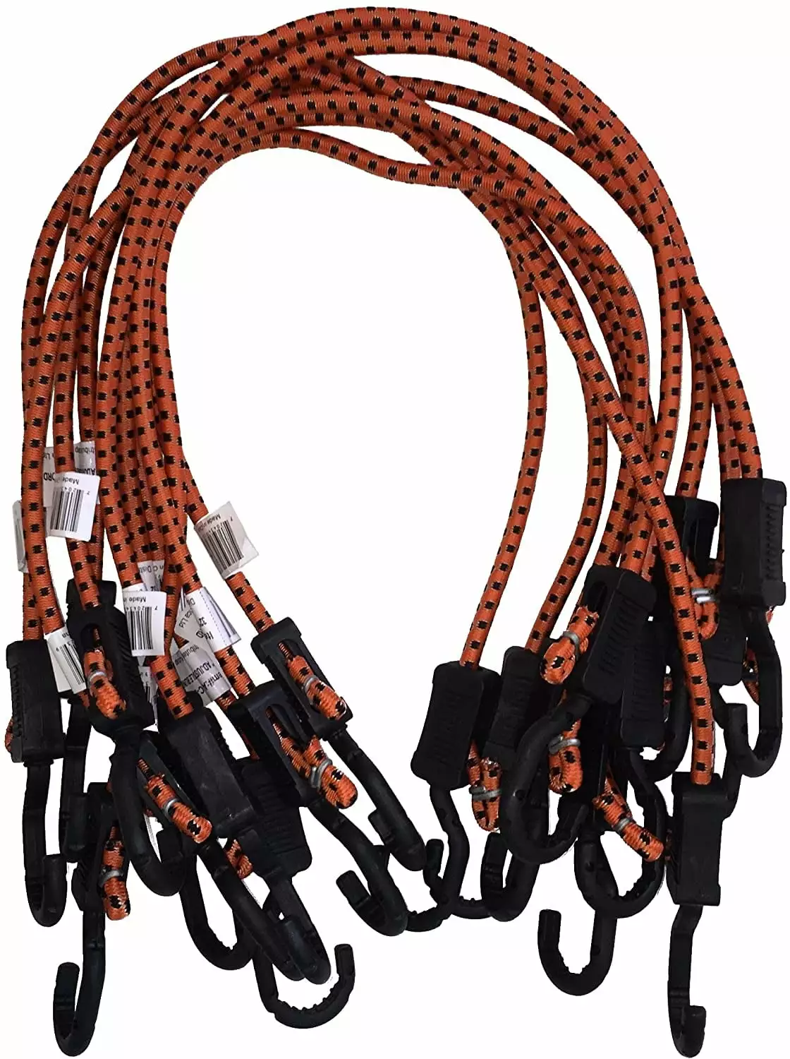 Kotap MABC-32 All-Purpose Adjustable Bungee Cords Hooks 32-Inch Orange/Black 10 Count