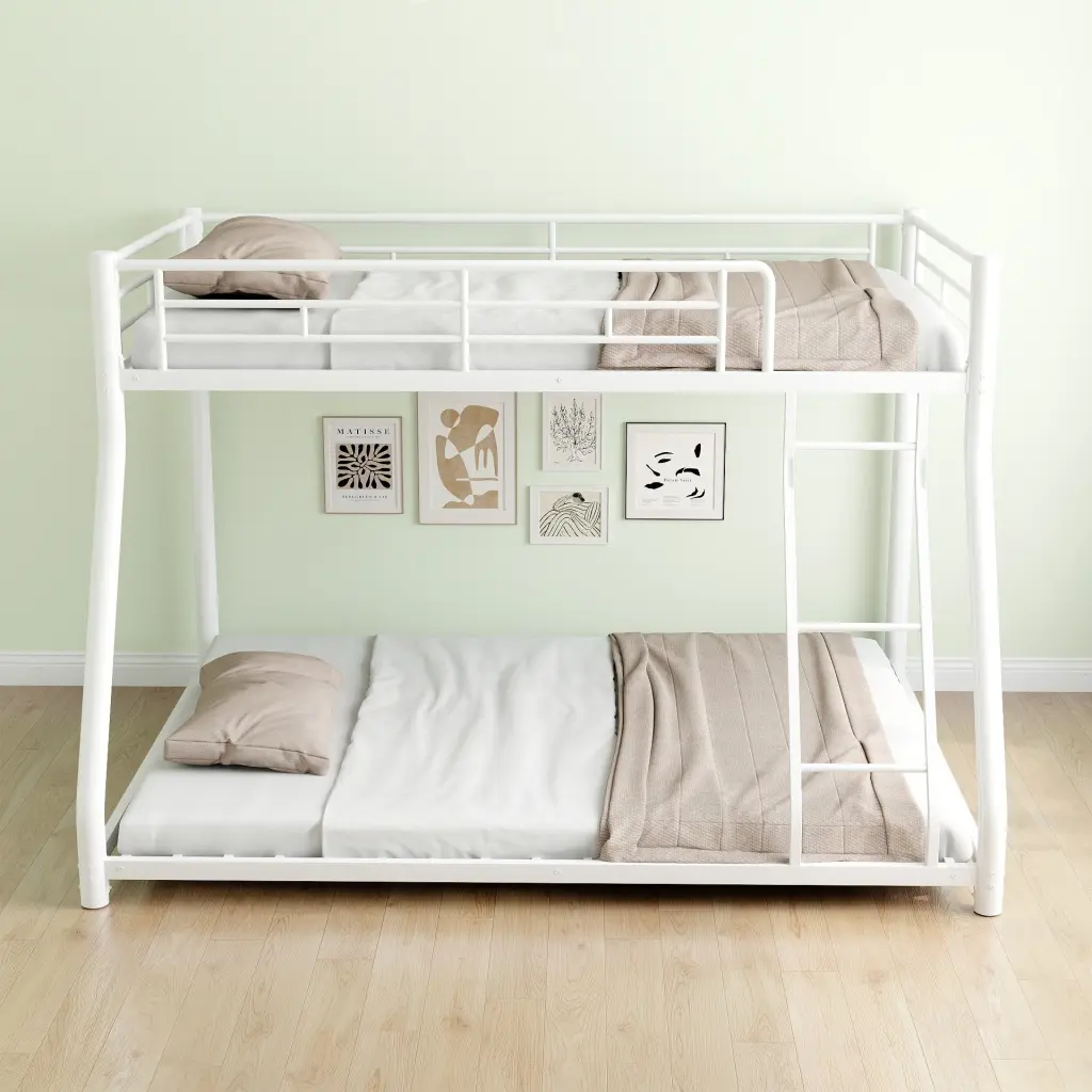 Metallic Bunk Bed Twin Over Full Removable Stairs Heavy Duty rnb