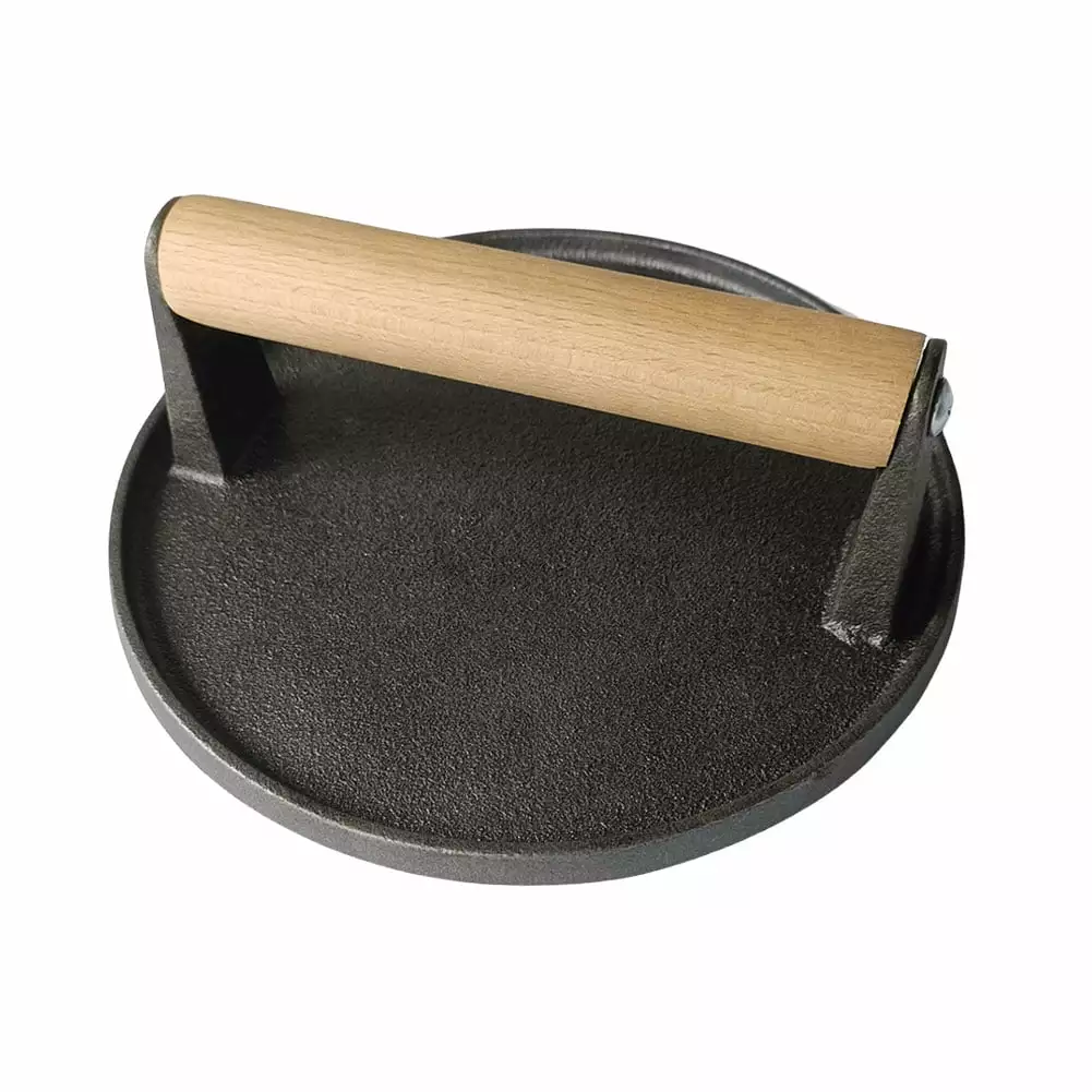 Niovtt Burger Press Meat Steak Press Wood Handle Griddle Nonstick Pan Rectangle