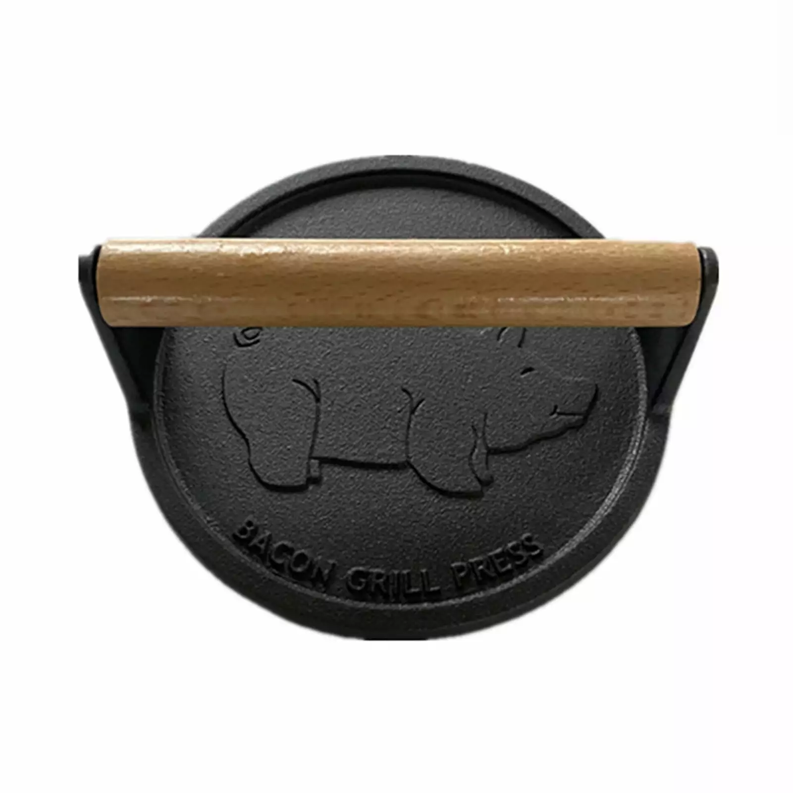 Pebbuoy Burger Press Wooden Handle Heavy Duty Cast Iron Nonstick Bacon Press
