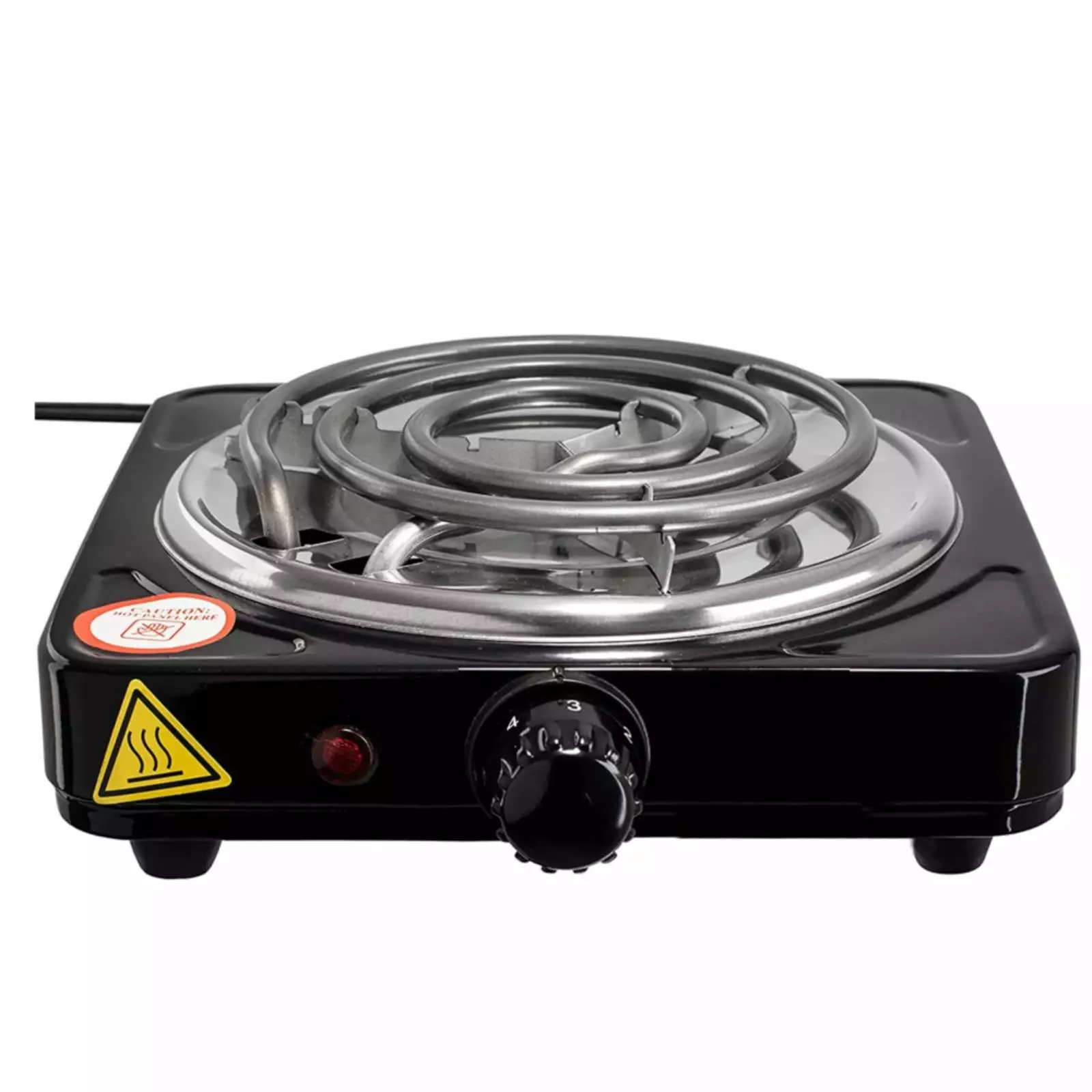 Electric Single Burner Cooktop Space-saving Adjustable Temperature Hot Plate 1000W Stainless Steel