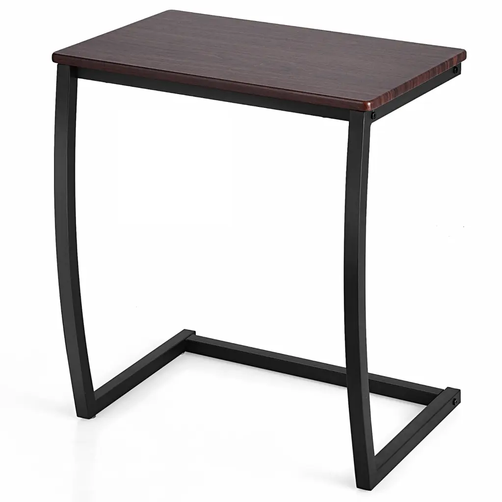 Costway Sofa Side End Table C-shaped Coffee Tray Laptop Snack Stand Steel Frame