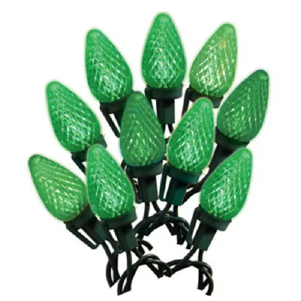 Holiday Wonderland Christmas C9 Faceted LED 25-Light Set Green 17 Feet