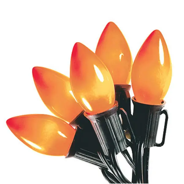 Sylvania V32527 Halloween Orange C9 Ceramic 25-Light Set Black Wire 25' Holiday Decor