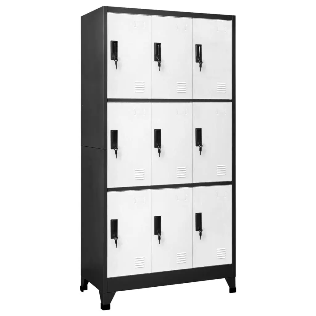Locker Cabinet Anthracite and White 35.4x17.7x70.9 Inches Steel Storage