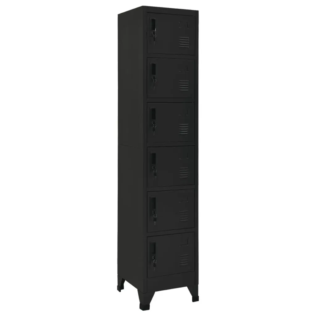 Locker Cabinet Black 15x15.7x70.9 Inches Steel Home Storage