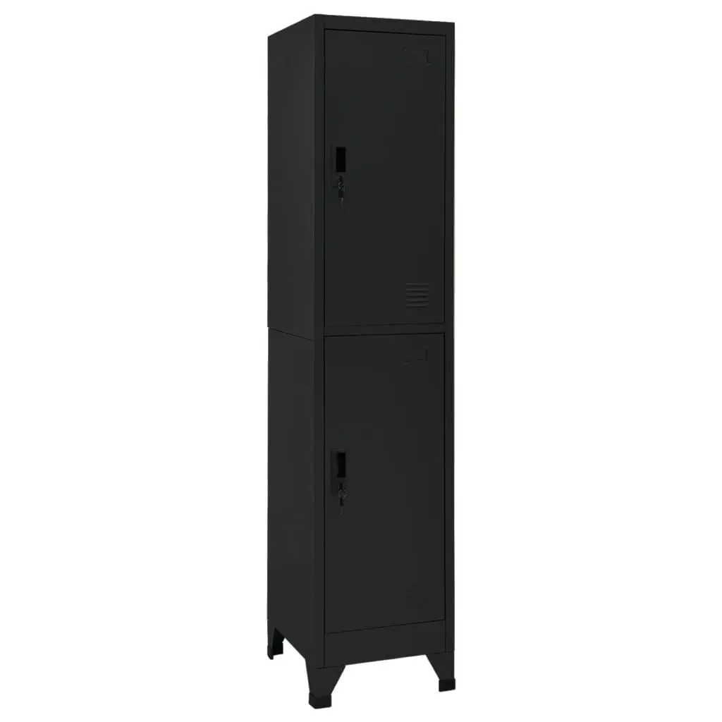 Locker Cabinet Black 15x17.7x70.9 Inches Steel Office Storage