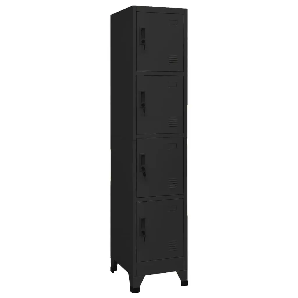 Locker Cabinet Black 15x17.7x70.9 Inches Steel Storage Solution