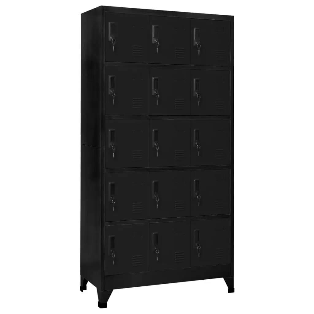 Locker Cabinet Black 35.4x15.7x70.9 Inch Steel Storage Unit