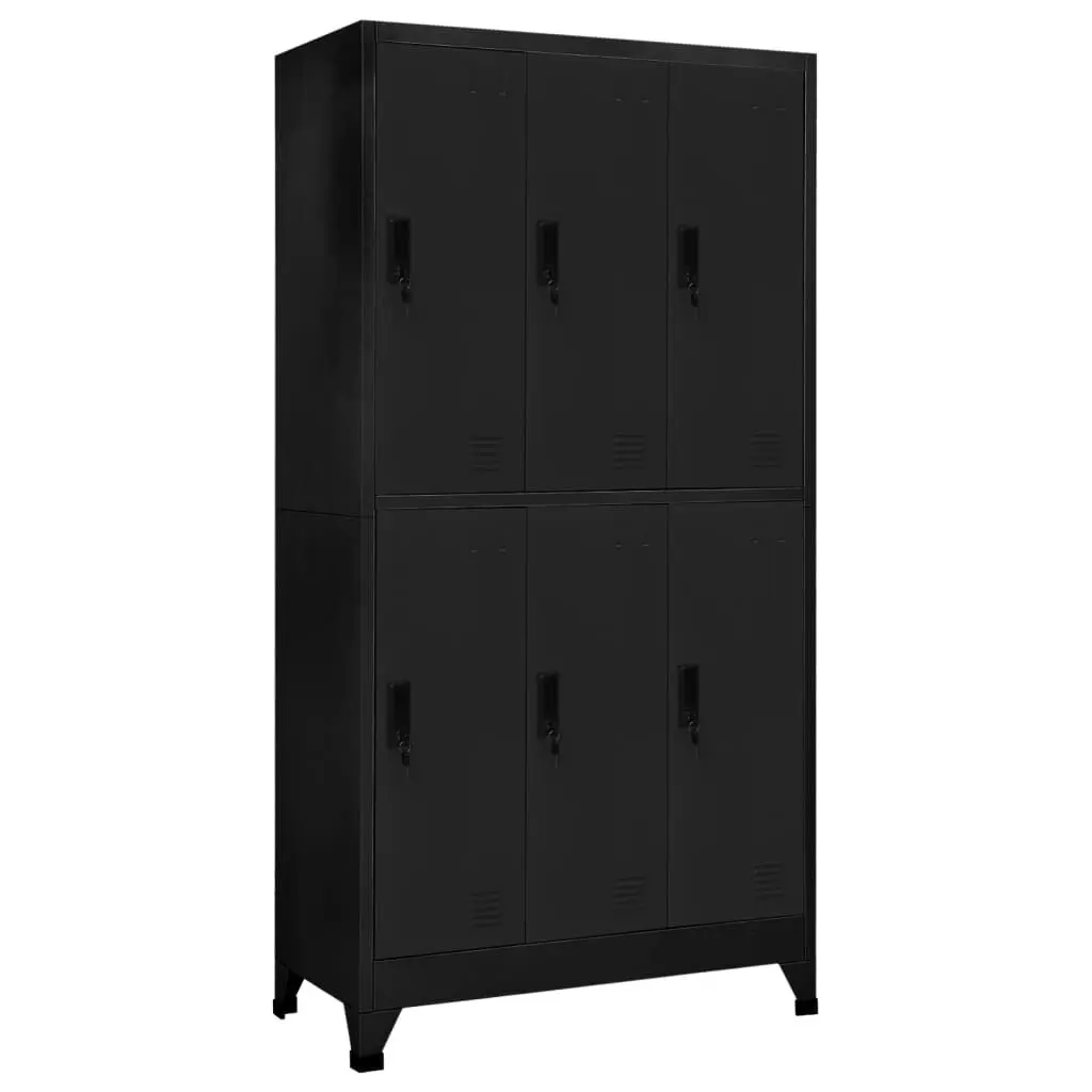 Locker Cabinet Black 35.4x17.7x70.9 Inches Steel Storage Cabinet