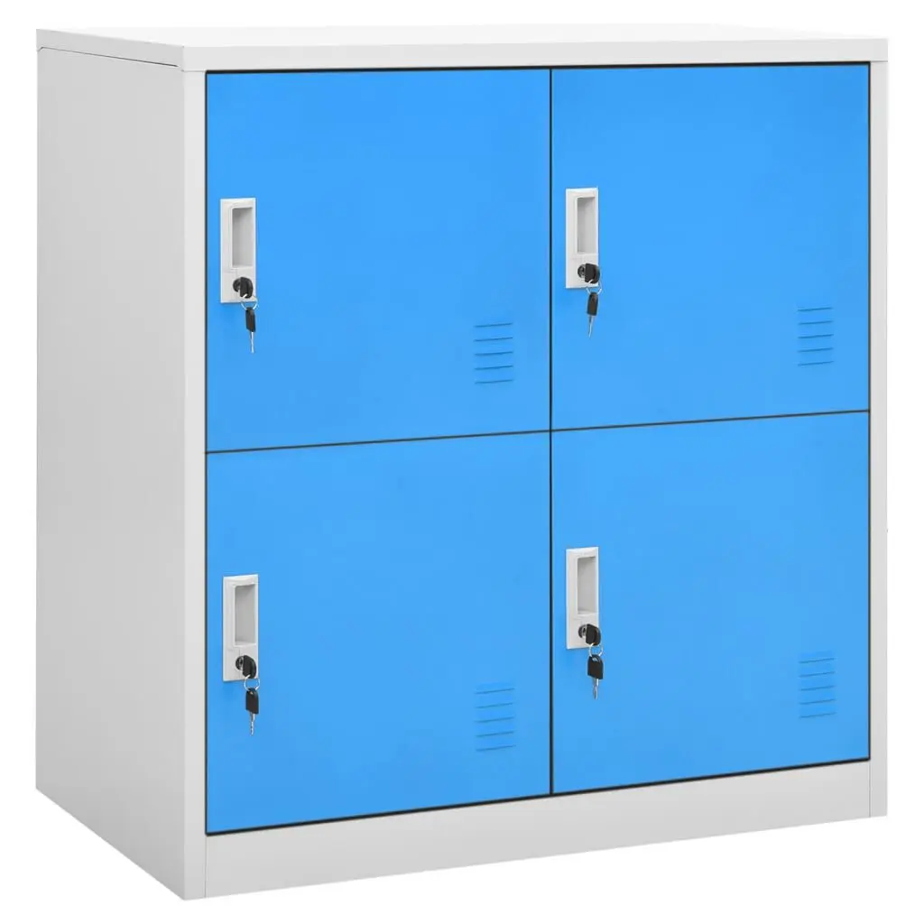 Locker Cabinet Light Gray and Blue Steel 35.4x17.7x36.4 Inches Storage