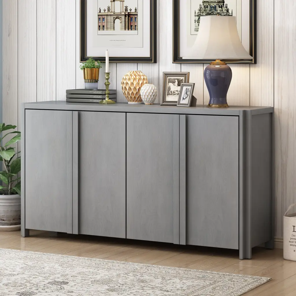 Crafted Storage Cabinet Sideboard 4 Doors Adjustable Shelves u_style