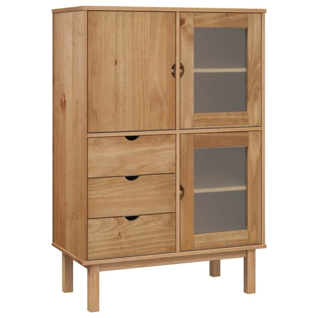 OTTA Highboard 33.5x16.9x49.2 Inch Solid Wood Pine Storage Cabinet