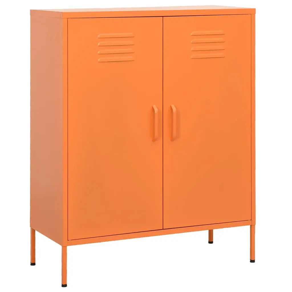Storage Cabinet Orange 31.5x13.8x40 Inches Steel Garage or Utility Room