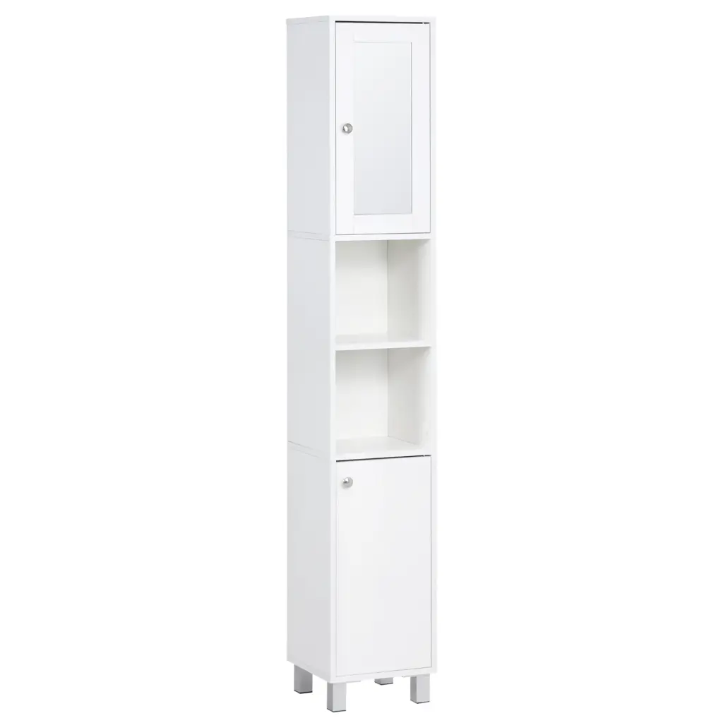Kleankin Tall Bathroom Storage Cabinet Mirror Timber Freestanding aosom business