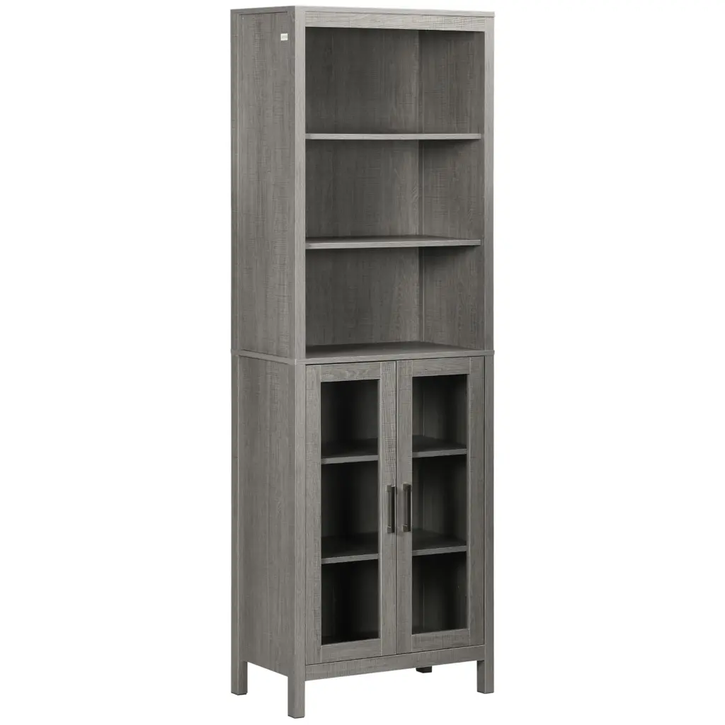 Kleankin Tall Bathroom Storage Cabinet 3 Tier Shelf Crystal Door aosom business