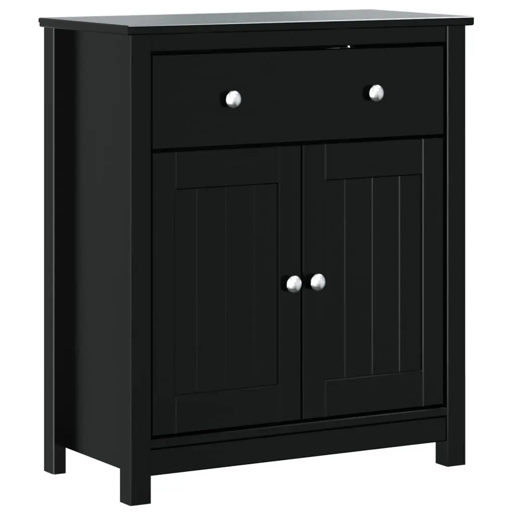 Bathroom Cabinet BERG Black 27.4x13.4x31.5 Inches Solid Wood Pine