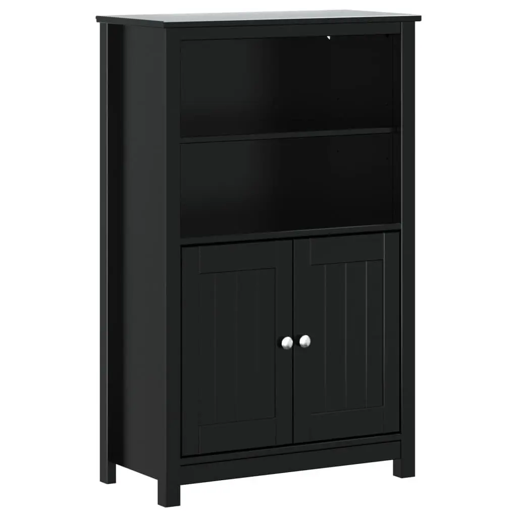 Bathroom Cabinet BERG Black 27.4x13.4x43.3 Inch Solid Wood Pine Storage