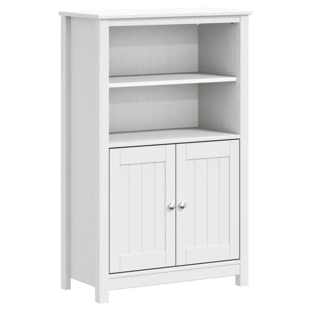 Bathroom Cabinet BERG White 27.4x13.4x43.3 Inch Solid Wood Pine Storage