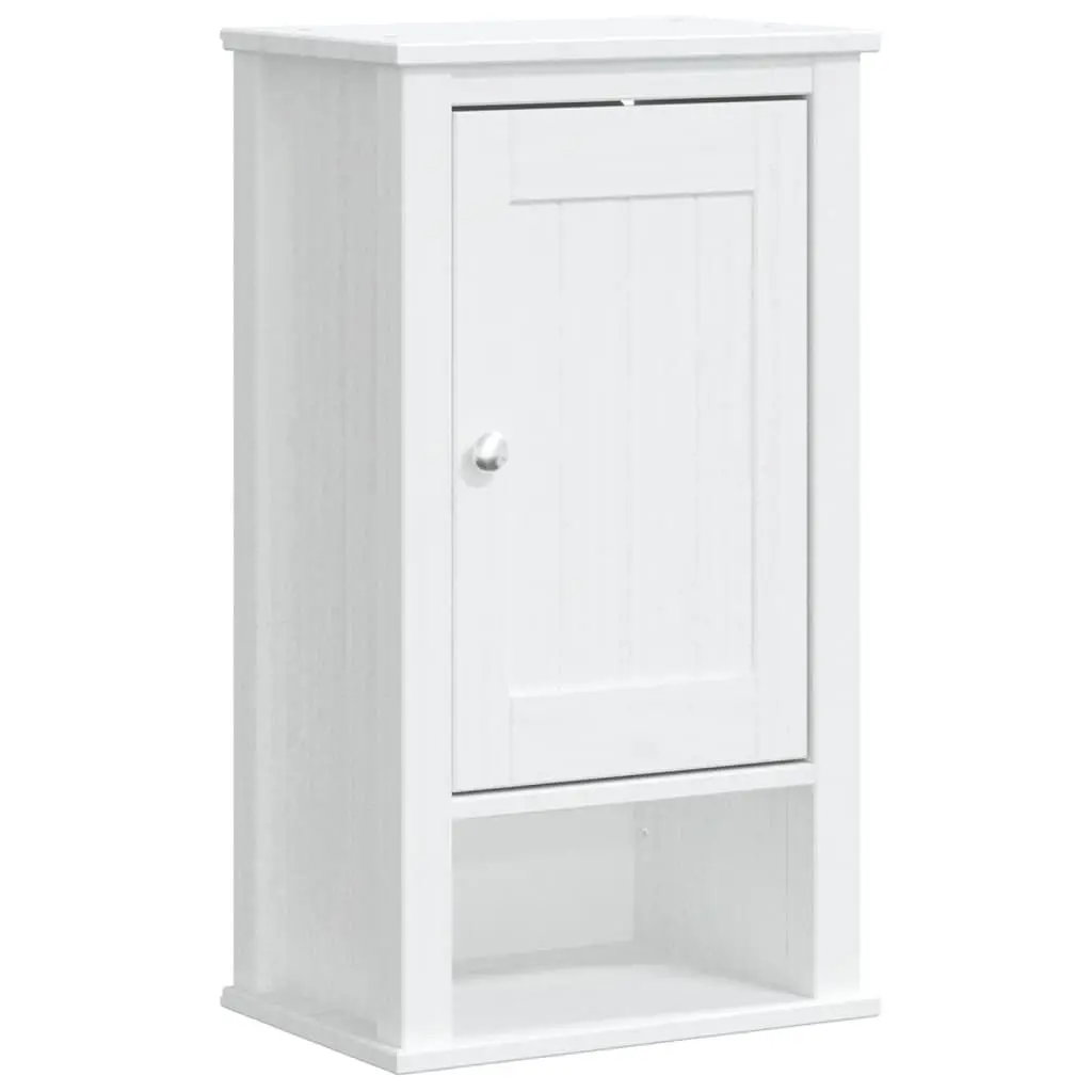 Bathroom Wall Cabinet BERG White 15.7x10.6x28.1 Solid Wood Pine