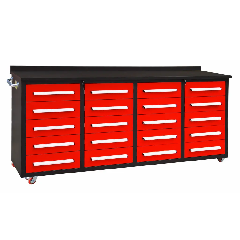 7Ft Garage Storage Cabinets Workbench 20 Drawers Red Alloy Metal Tool Storage chery