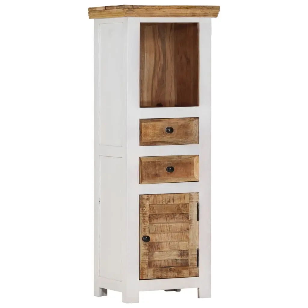 Highboard Brown & White 15.7x11.8x43.3 Inches Solid Wood Mango and Acacia