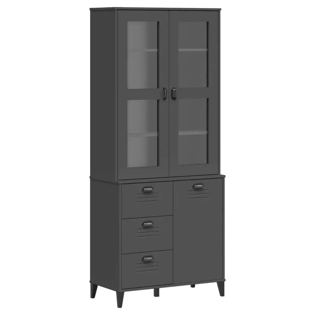 Highboard VIKEN Anthracite Gray 31.5x15.7x74.8 Inches Solid Wood Pine