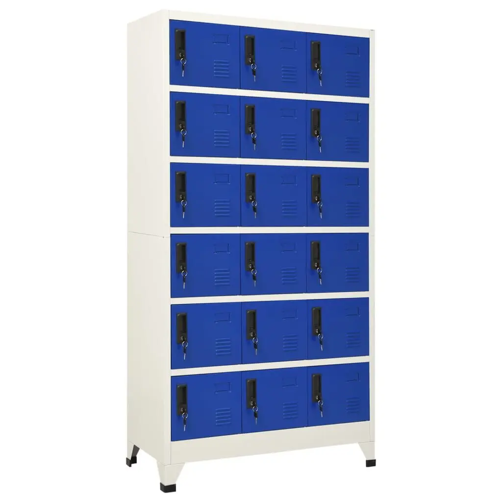 Locker Cabinet Gray and Blue 35.4x15.7x70.9 Inch Steel Storage