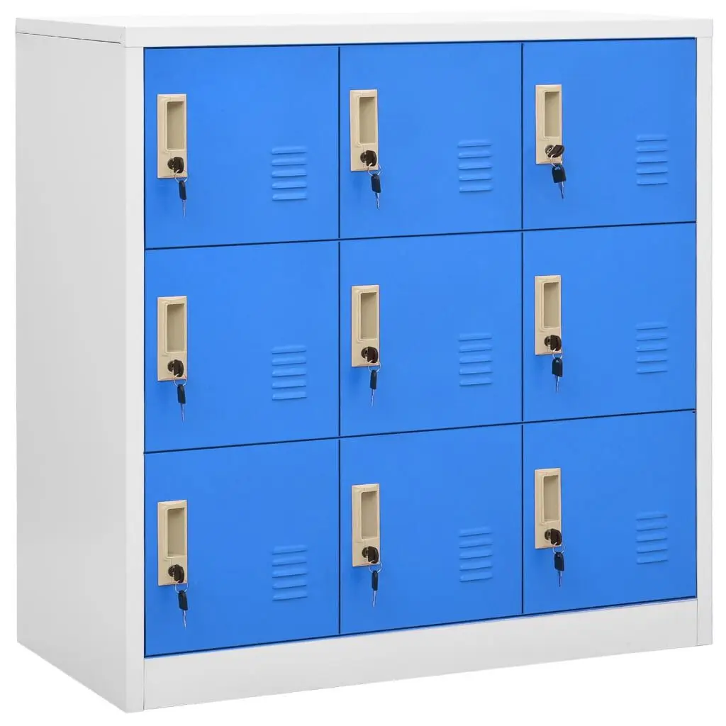 Locker Cabinet Light Gray and Blue 35.4x17.7x36.4 Inches Steel Storage
