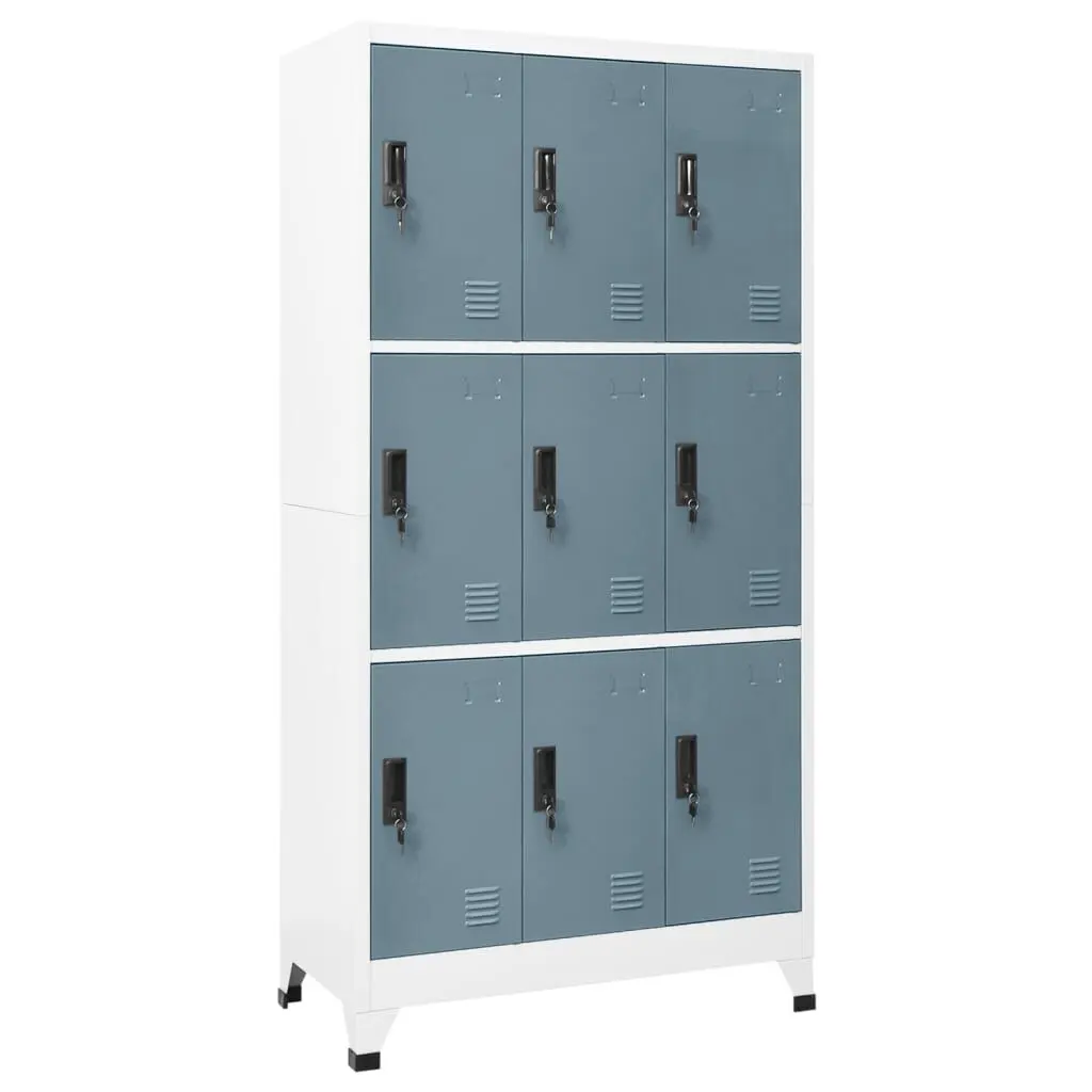 Locker Cabinet Light Gray and Dark Gray 35.4x17.7x70.9 Inches Steel Storage