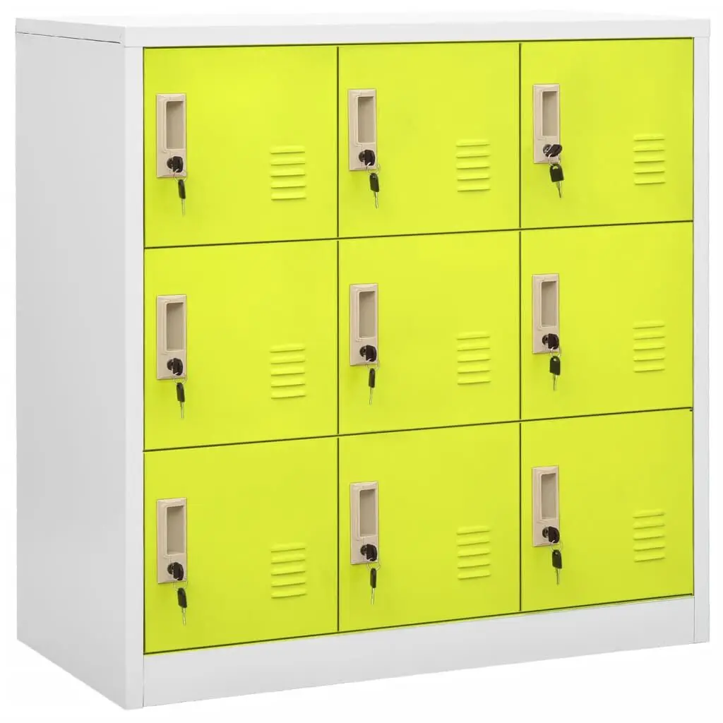 Locker Cabinet Light Gray and Green 35.4x17.7x36.4 Inches Steel Storage