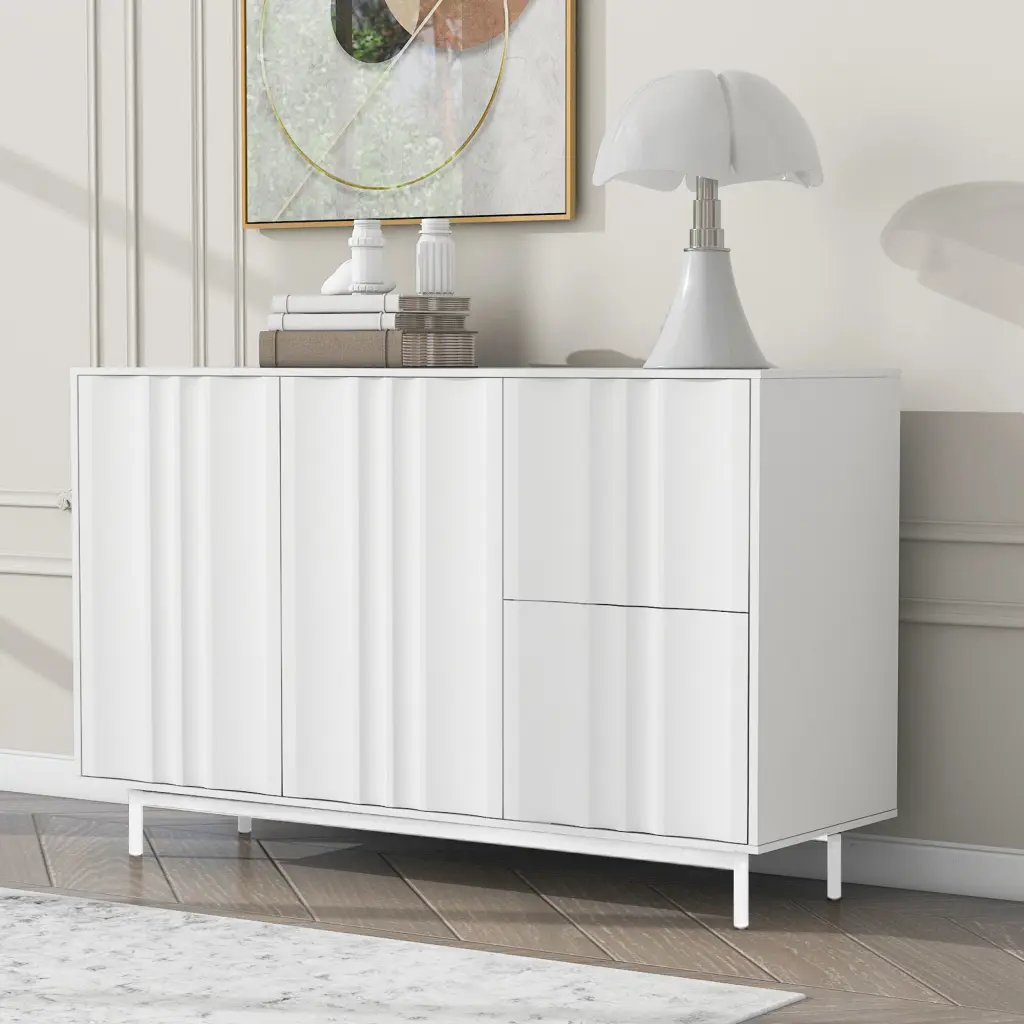 Wave Pattern Storage Cabinet 2 Doors and 2 Drawers Customizable u_style