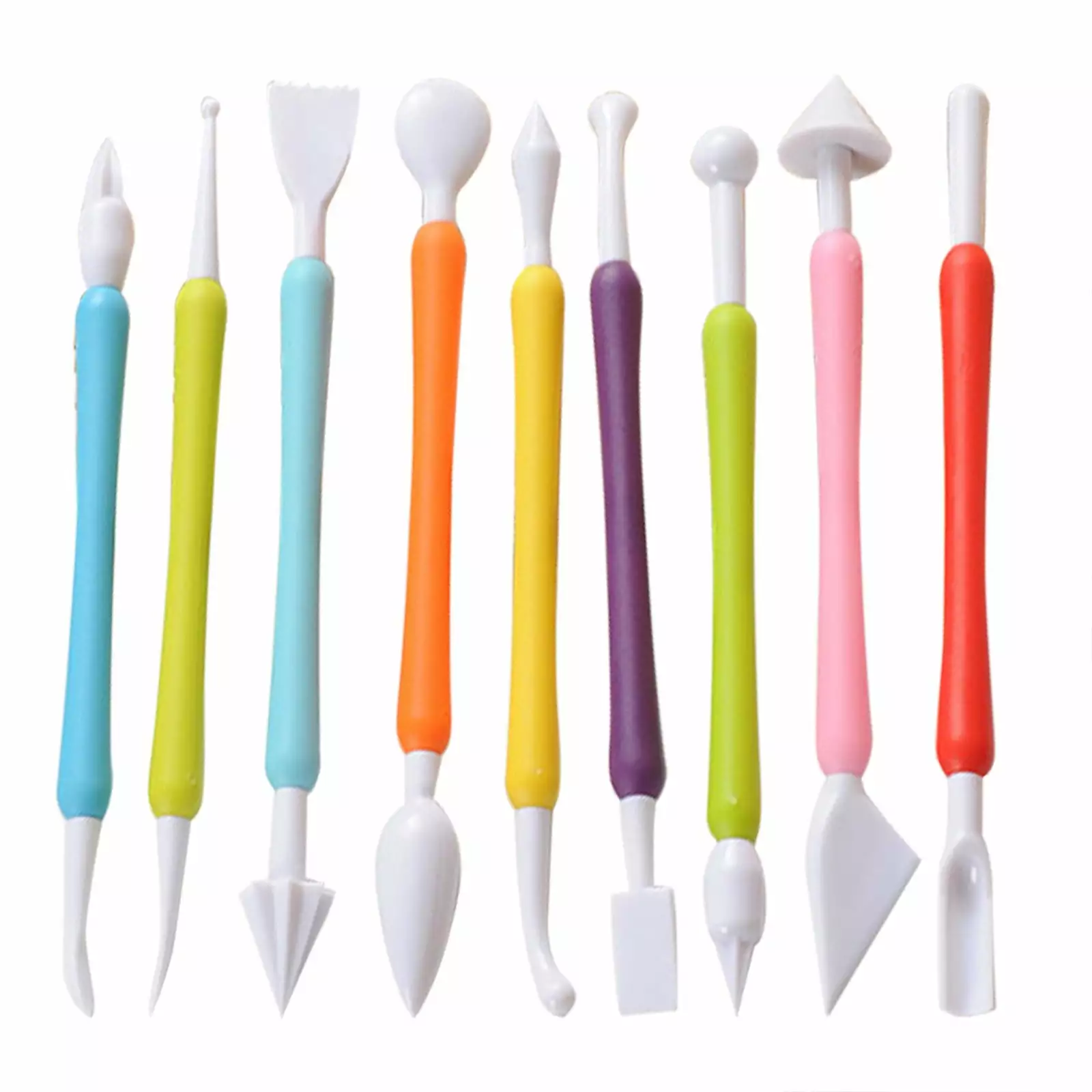 9 Pieces Muticolor DIY Cake Fondant Gumpaste Decorating Modeling Tools Set