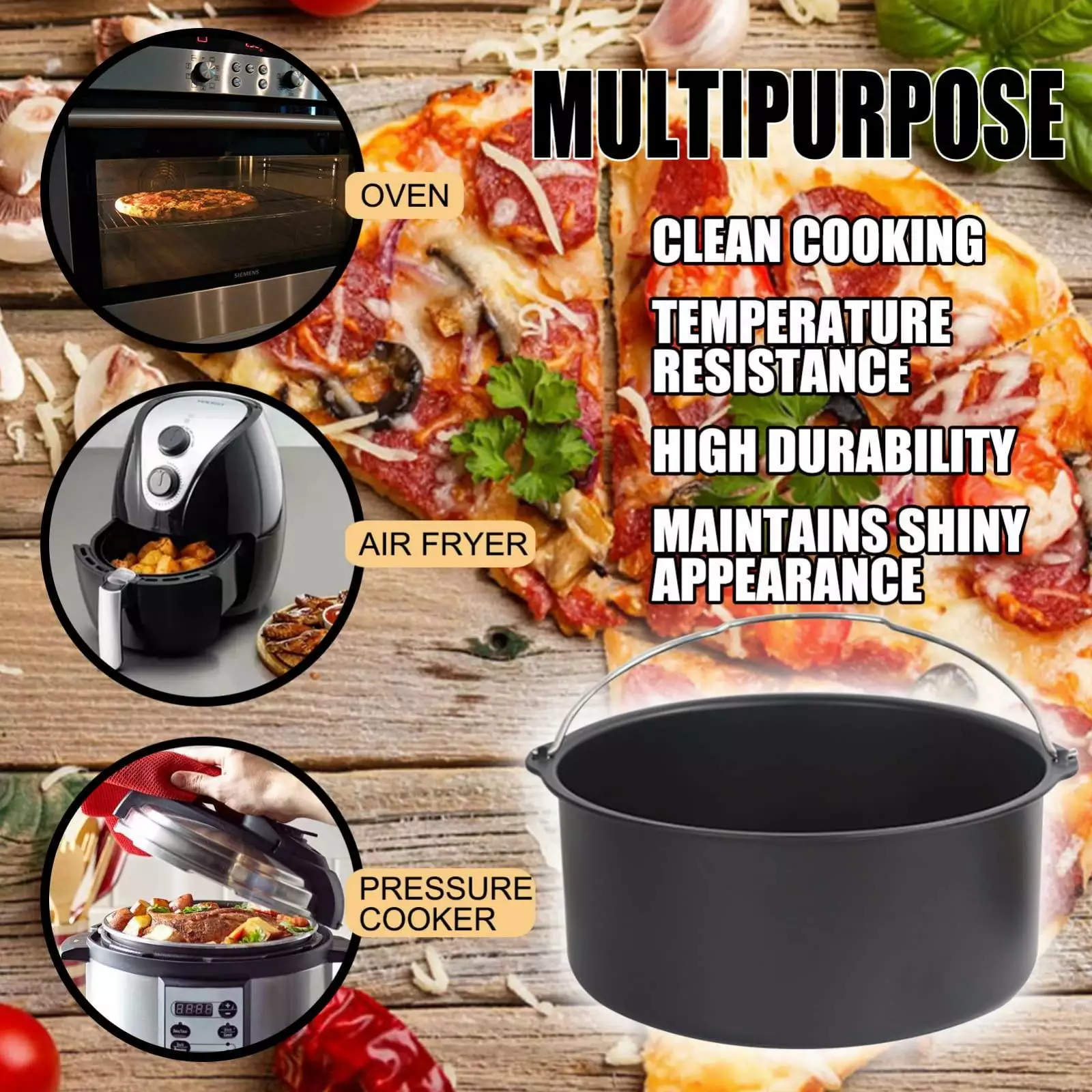 Kitchen Gadgets Non-Stick Cake Barrel Frying Tray Air Fryer Binquireet