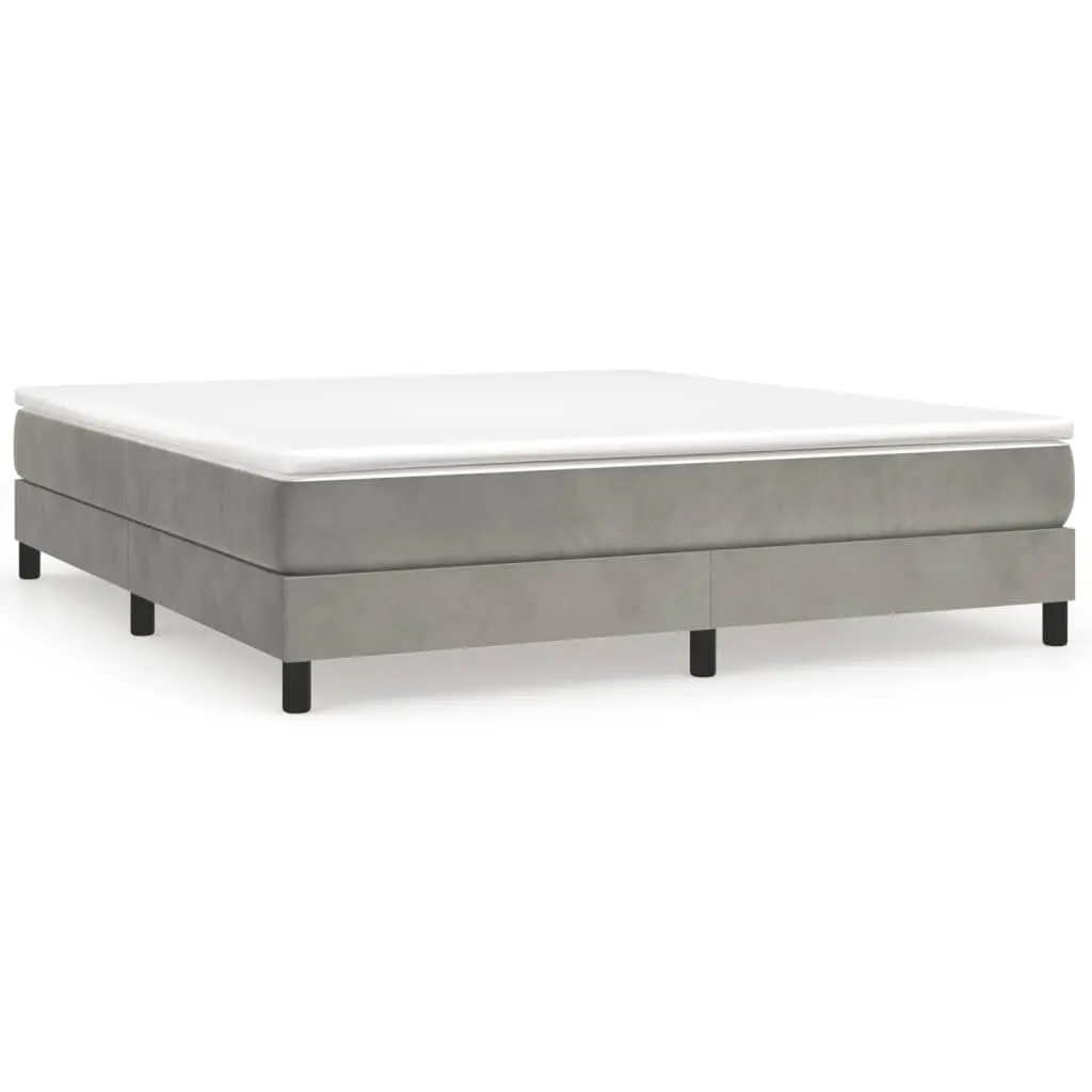 Bed Frame without Mattress Light Gray California King Velvet Upholstered Platform
