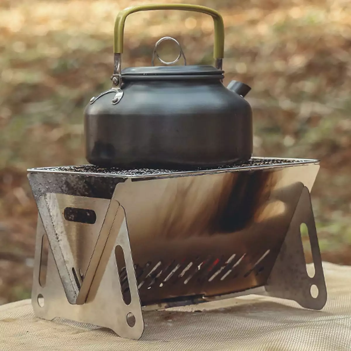 Toorise Folding Campfire Grill Outdoor Camping Fire Pit Stainless Steel Wood Stove Burner Carrying Bag
