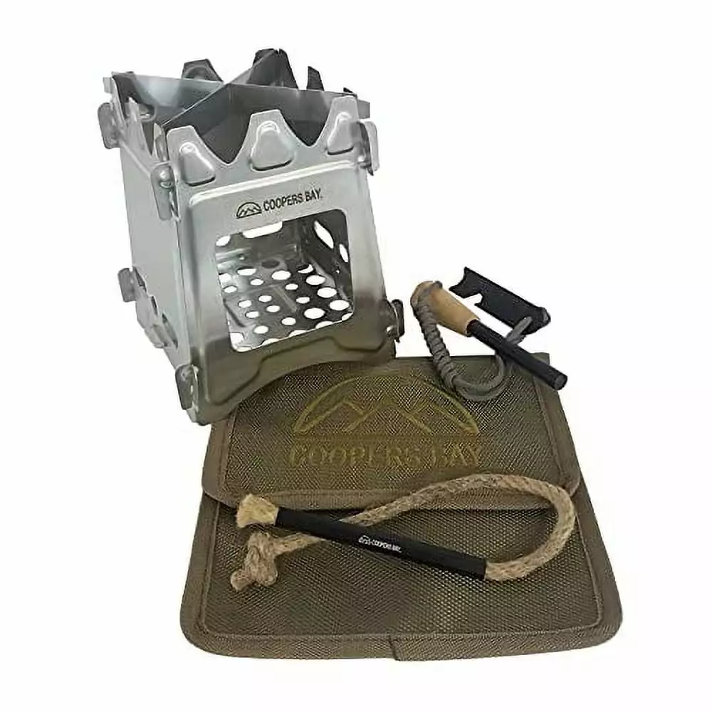 Hiker Twig Stove and Ferro Firestarting Package Choice Stainless Steel or Titanium Outdoor Camping Steel