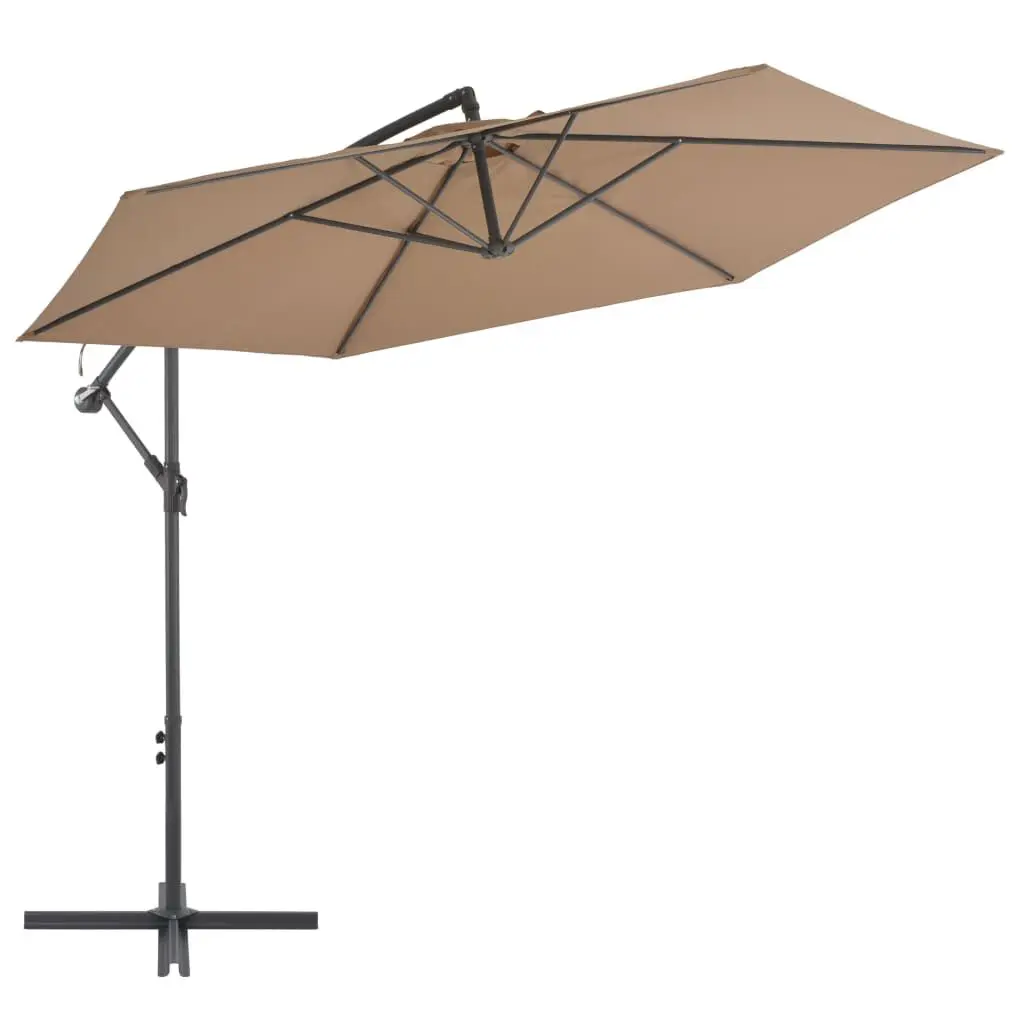 118.1 Inch Taupe Cantilever Garden Parasol Aluminum Pole Flexible Shade