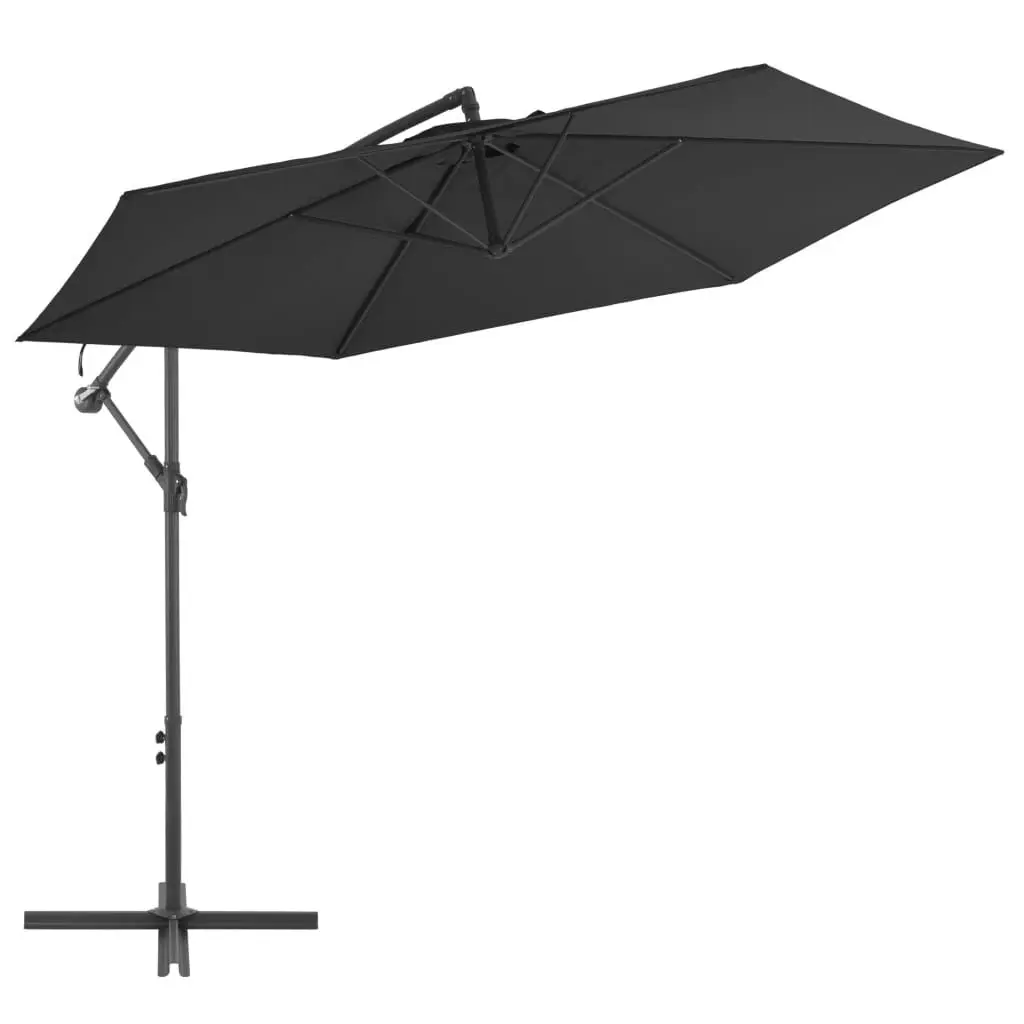Black Cantilever Garden Parasol Aluminum Pole 118.1 Inches Adjustable
