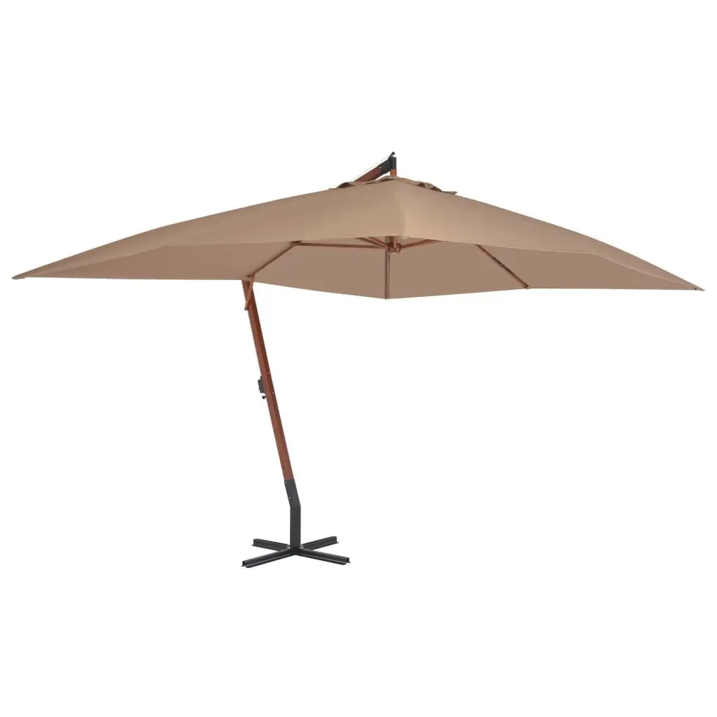 Cantilever Garden Parasol Wooden Pole 157.5"x118.1" Taupe Outdoor Shade