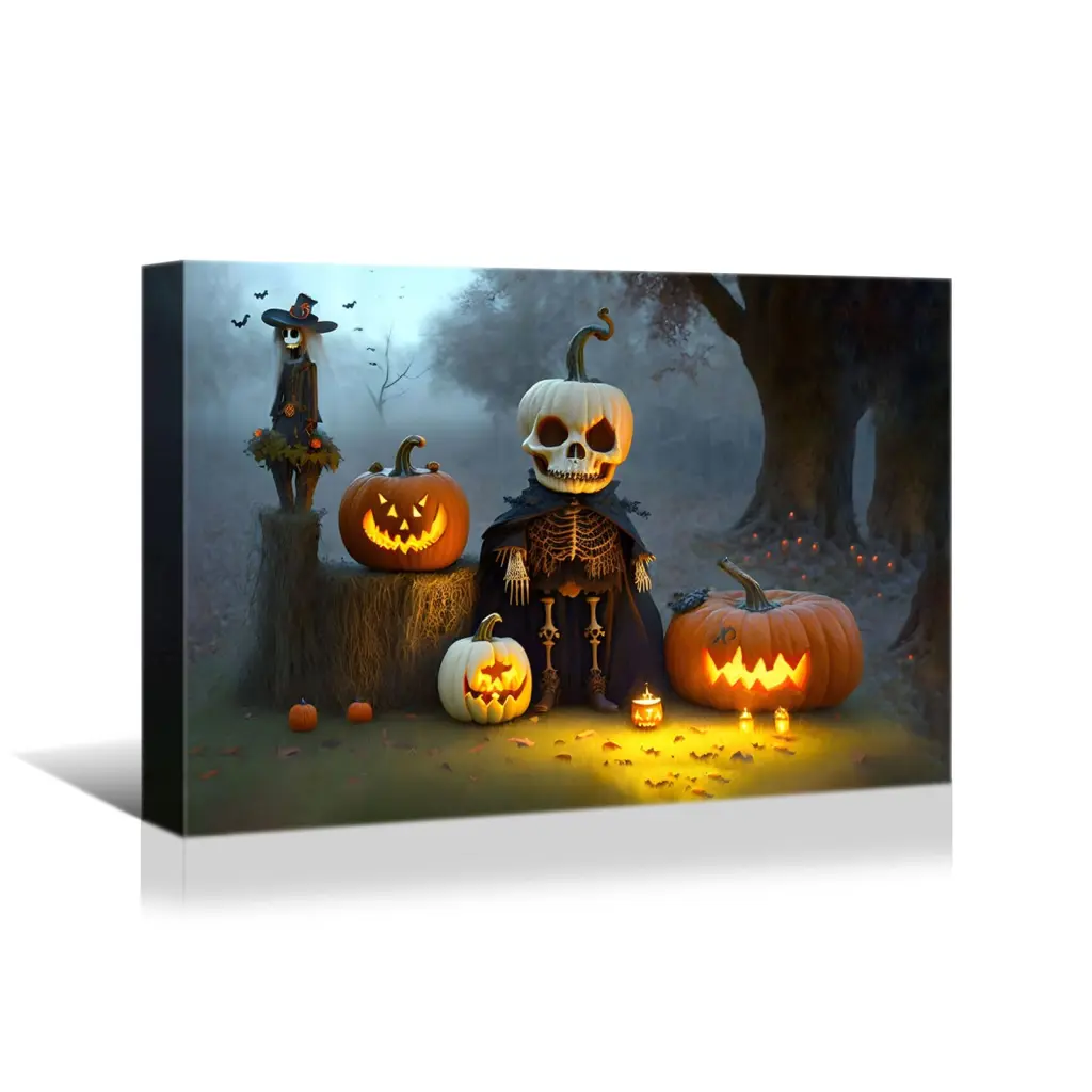 1Pc Drop Framed Canvas Wall Art Decor Painting Halloween Skull looife art