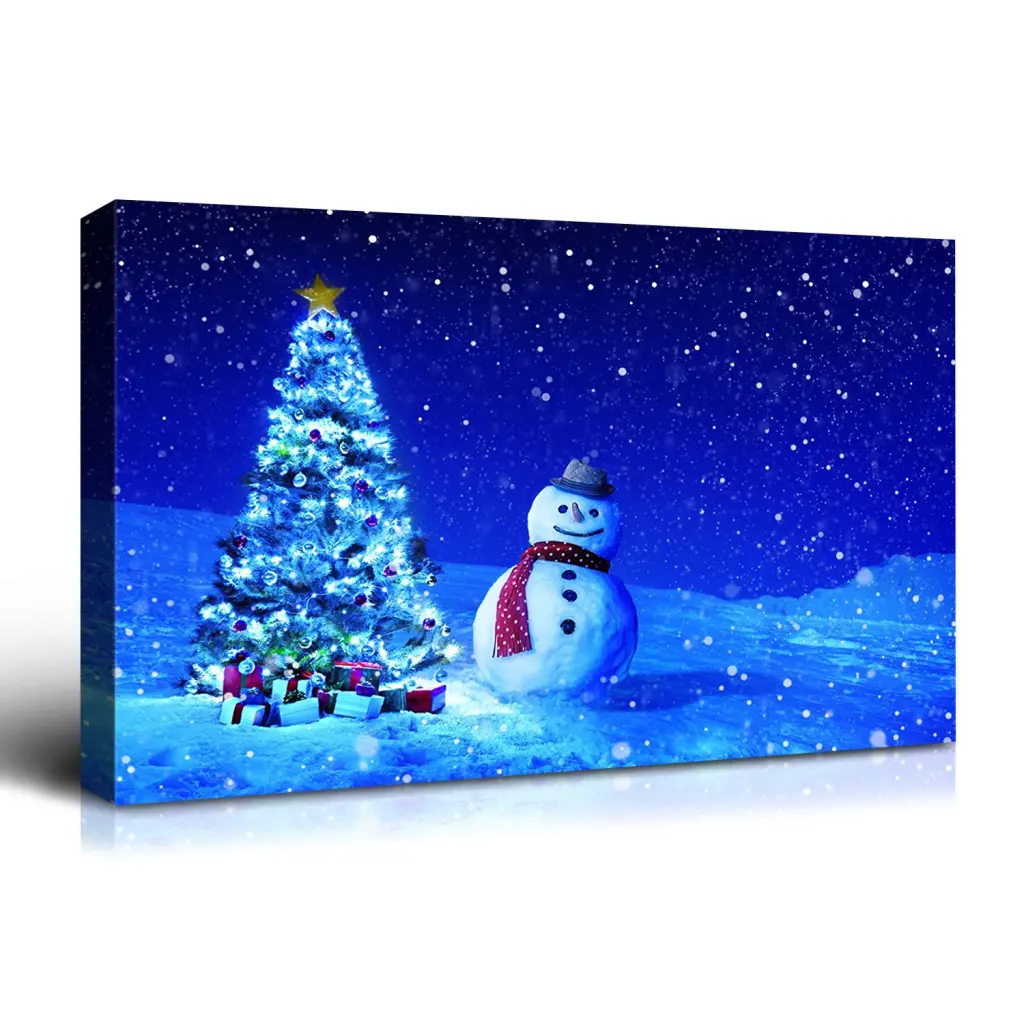 Framed Canvas Wall Art Decor Painting Christmas Christmas Tree Snow Holiday Home Decor looife art