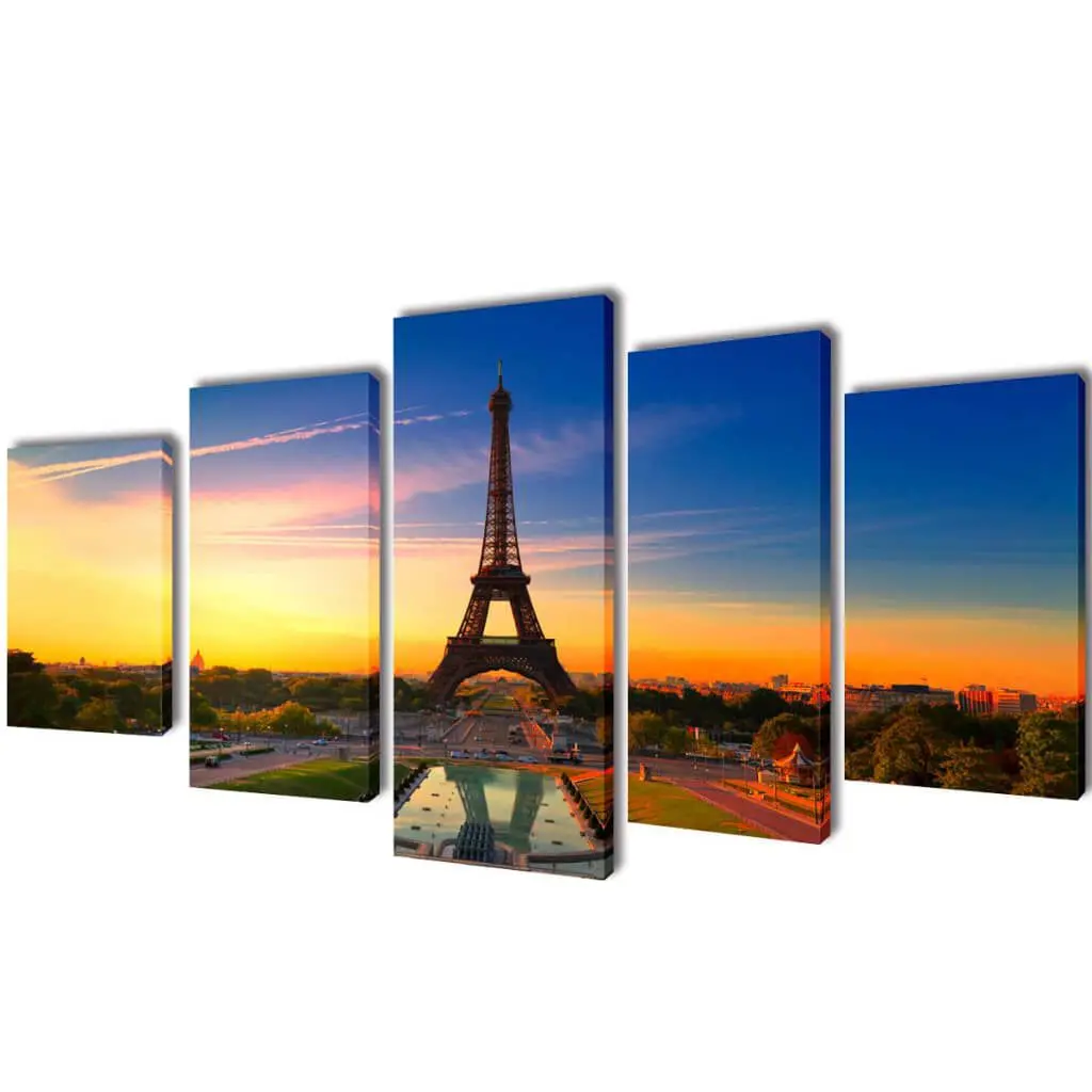 Canvas Wall Print Set Eiffel Tower 79x39 Inches Paris Art Decor