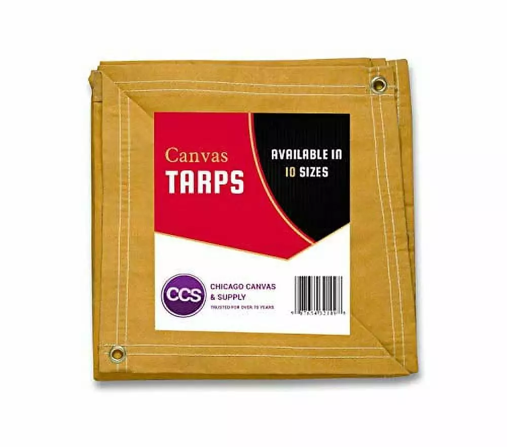 7' x 9' Gold Canvas Tarp Heavy Duty Water Resistant Outdoor Camping Cover Chicago Dropcloth & Tarpaulin