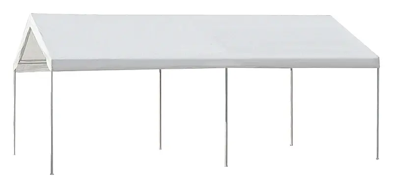 Heavy Duty Galvanized Seasonal Trends 22006200010 Carport, 10 ft L, 20 ft W, 10.3 ft H, Steel Frame, Polyethylene Canopy, ...