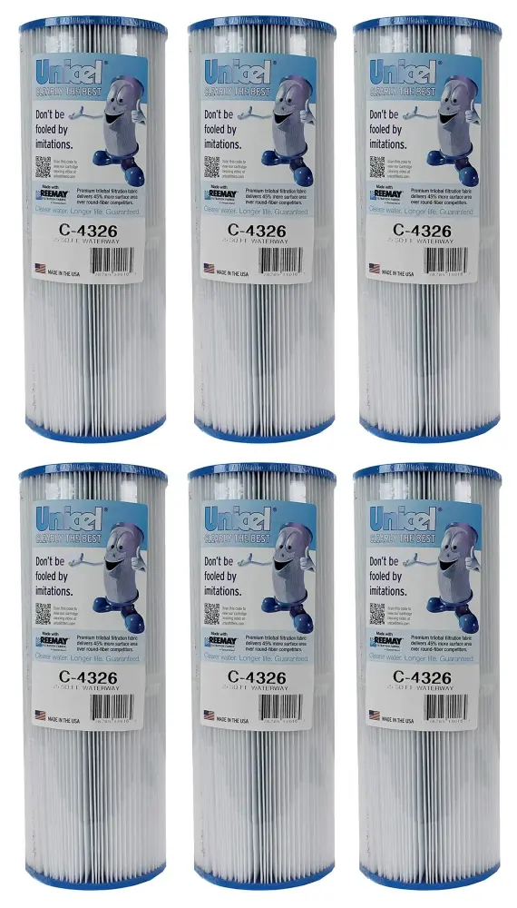 Unicel C-4326 25 Square Foot Media Replacement Pool Warm Tub Spa Filter Cartridge 106 Pleats (6 Pack)